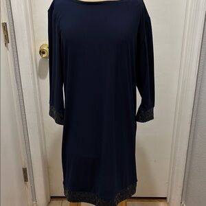 Tiana B. Blue Sheath Dress with Dolman Sleeves